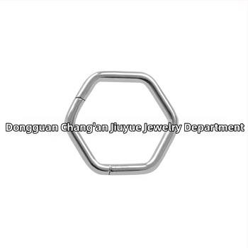 Inel nazal geometric din aliaj de titan, cu design cu balama şi cristal alb (puritate 18K)