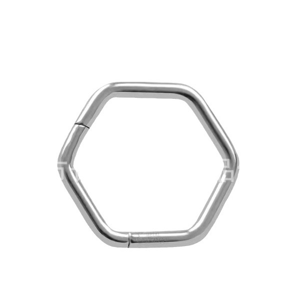 Inel nazal geometric din aliaj de titan, cu design cu balama şi cristal alb (puritate 18K)