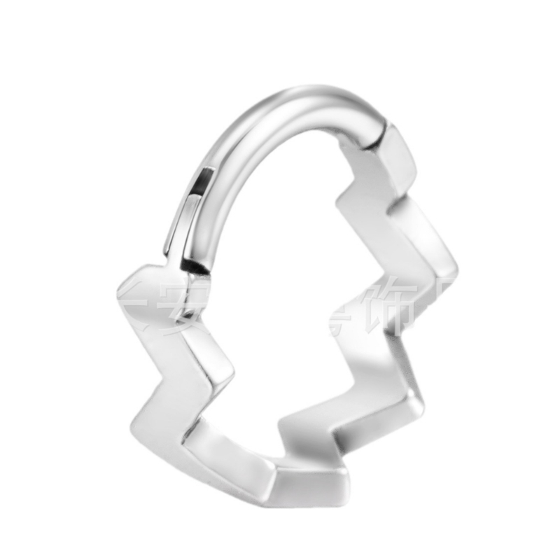 Inel nazal cu design geometric ondulat în formă de U, aliaje titan G23, seria Princess, gravură