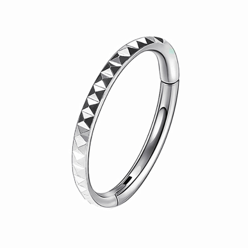 G23 inel nazal din titan cu design floral geometric – unisex, lustruit, personalizabil, ambalat individual