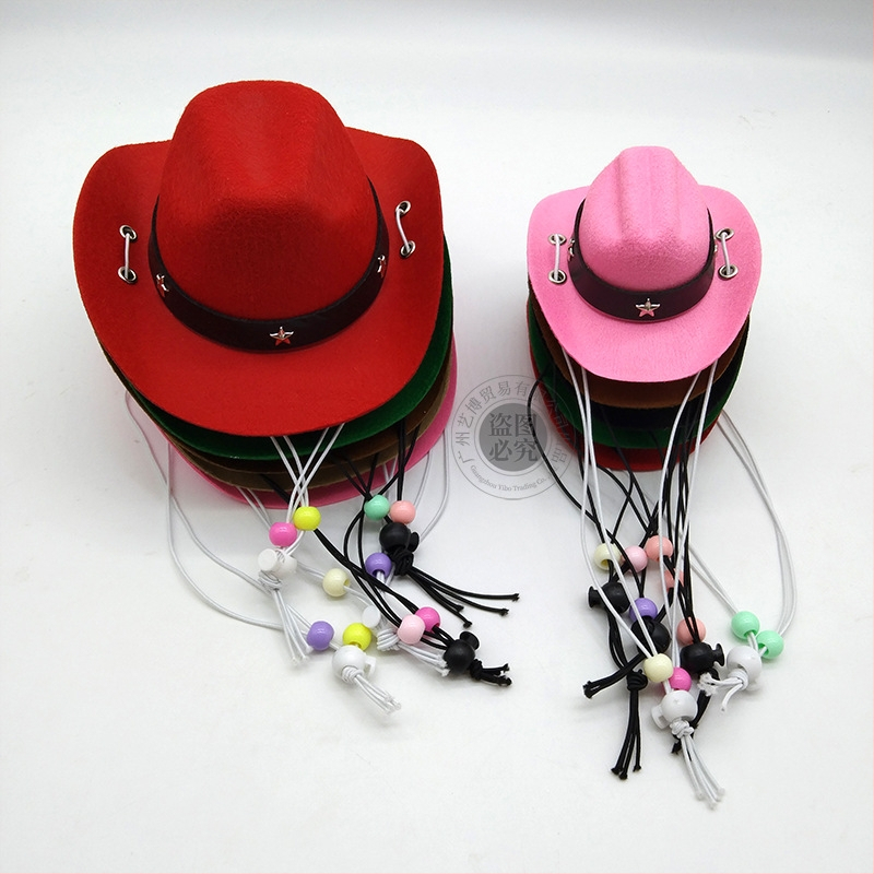 Augintinių žaislas: Kauboja skrybėlė katėms ir šunims, mini karoliukų skrybėlė, tinkama visoms sezonoms