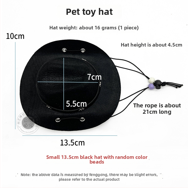 Augintinių žaislas: Kauboja skrybėlė katėms ir šunims, mini karoliukų skrybėlė, tinkama visoms sezonoms