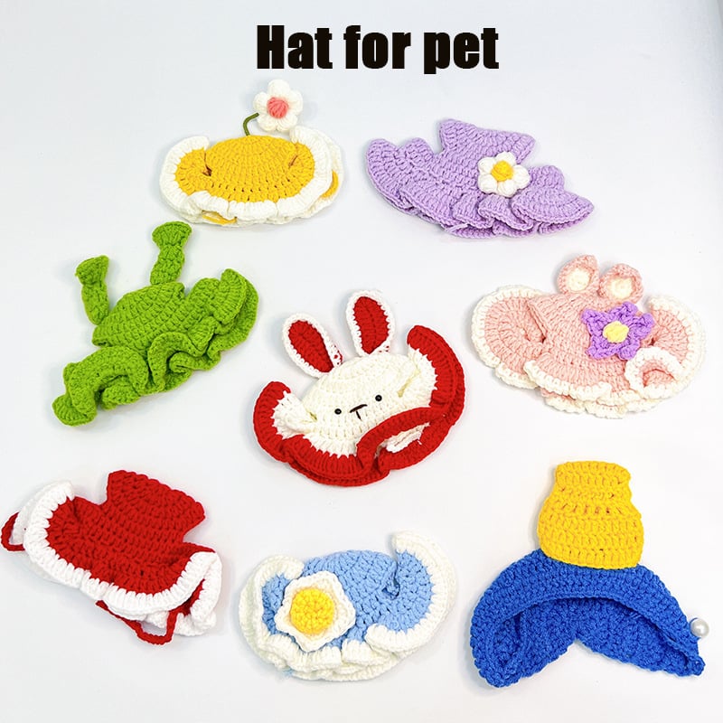 Megzta kepurė gyvūnėliams (katėms ir šunims) - juokingas įvaizdžio aksesuaras, rankomis megzta iš vilnos, visoms metų laikams, gatvės stilius