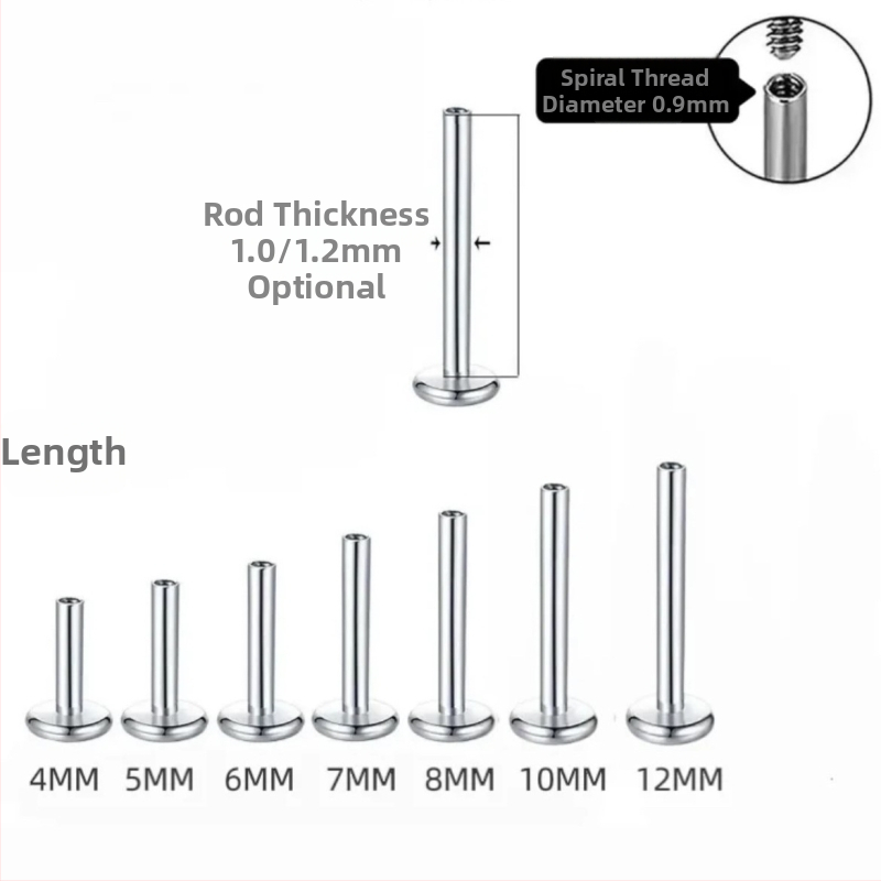Κοσμήματα piercing από κράμα τιτανίου εμφύτευσης — εσωτερική σπειροειδής γεωμετρική ακίδα, γυαλιστερή επιφάνεια, καθαρότητα G23