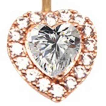 Dupla szív alakú köldök piercing rozsdamentes acélból, uniszex, szív motív, záródás, elektroplattázott