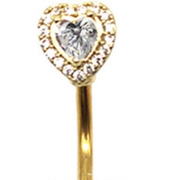 Dupla szív alakú köldök piercing rozsdamentes acélból, uniszex, szív motív, záródás, elektroplattázott