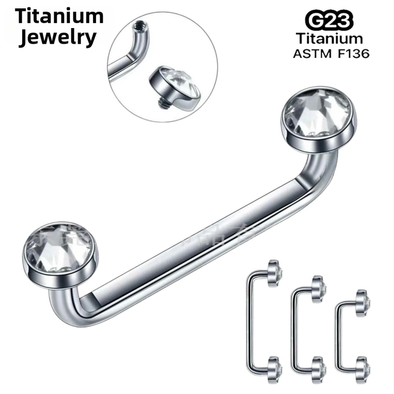 Dreamlee Titano kaulinio nagų graftui – unisex geometrinė forma su Čekijos deimantu, grynumas G23, poliruotas paviršius