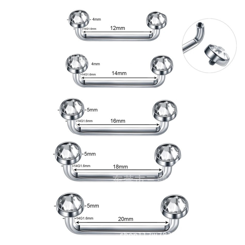 Dreamlee Titano kaulinio nagų graftui – unisex geometrinė forma su Čekijos deimantu, grynumas G23, poliruotas paviršius