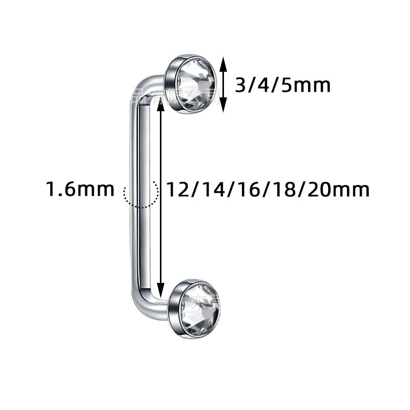 Dreamlee Titano kaulinio nagų graftui – unisex geometrinė forma su Čekijos deimantu, grynumas G23, poliruotas paviršius