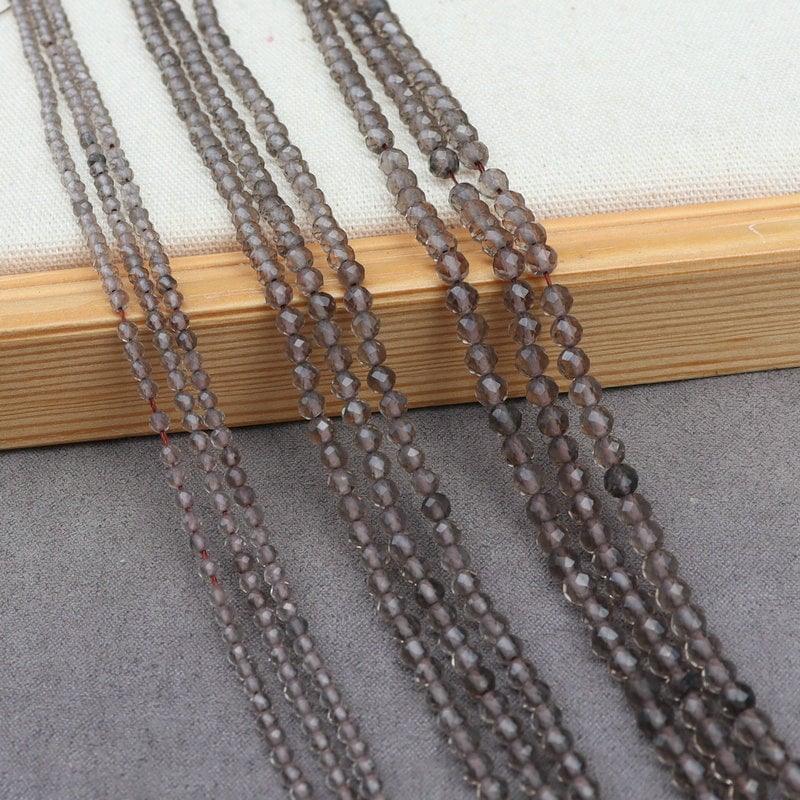 Prirodne čajne kristalne fasetirane okrugle perle, 4 mm, poluproizvod za DIY nakit