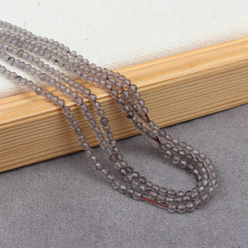 Prirodne čajne kristalne fasetirane okrugle perle, 4 mm, poluproizvod za DIY nakit