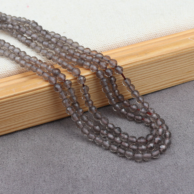 Prirodne čajne kristalne fasetirane okrugle perle, 4 mm, poluproizvod za DIY nakit