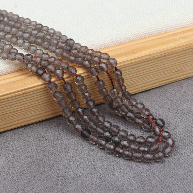 Prirodne čajne kristalne fasetirane okrugle perle, 4 mm, poluproizvod za DIY nakit