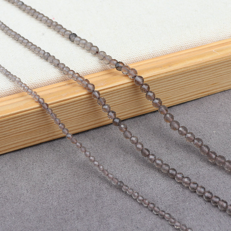 Prirodne čajne kristalne fasetirane okrugle perle, 4 mm, poluproizvod za DIY nakit