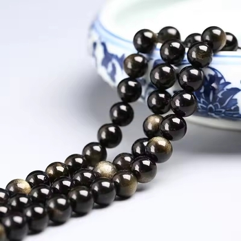 Mali perle zlatnog obsidijana za DIY nakit, okrugle, labave, prirodna tekstura, moderan stil, rezanje brušenje poliranje