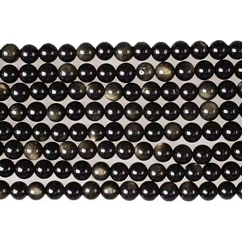 Mali perle zlatnog obsidijana za DIY nakit, okrugle, labave, prirodna tekstura, moderan stil, rezanje brušenje poliranje