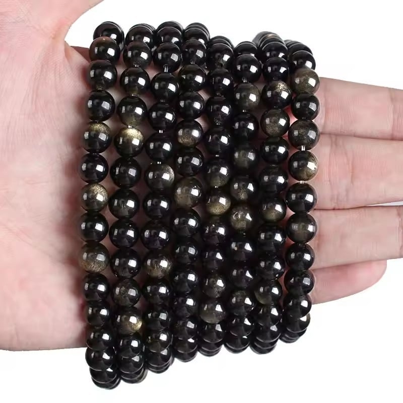 Mali perle zlatnog obsidijana za DIY nakit, okrugle, labave, prirodna tekstura, moderan stil, rezanje brušenje poliranje