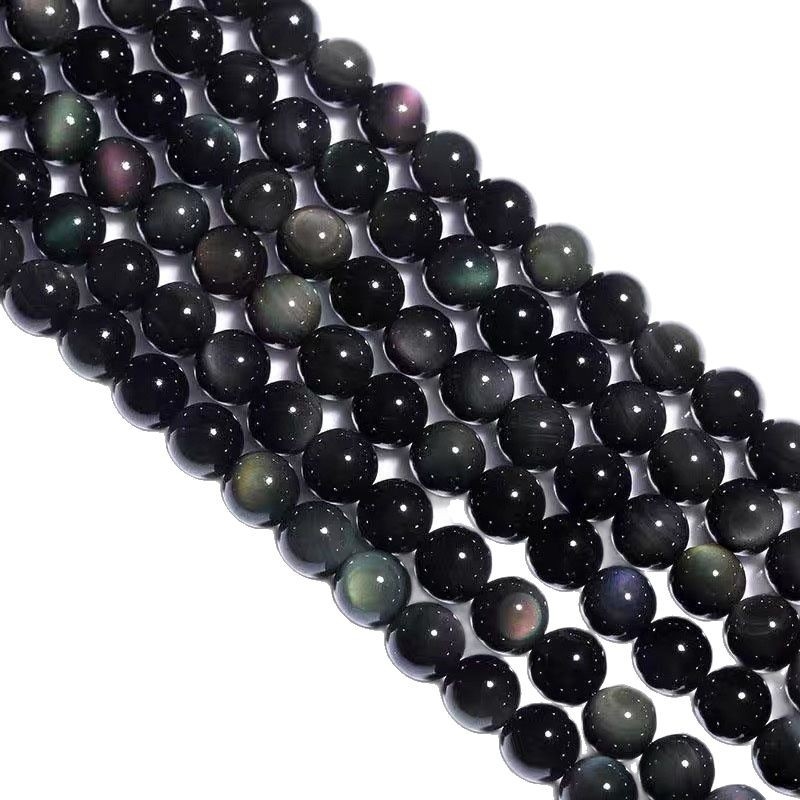 Obsidijanske kuglice, kružne, ručno izrađene, lagani luksuzni stil