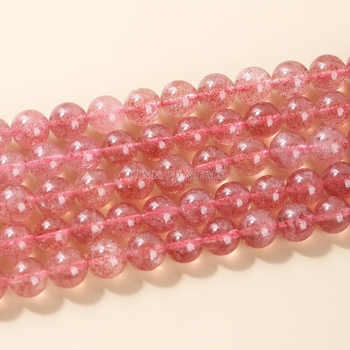 Prirodni jagoda kristalne perle – okrugle perle, poluproizvodi za DIY nakit, crvene jagodice kuglice, 8 mm