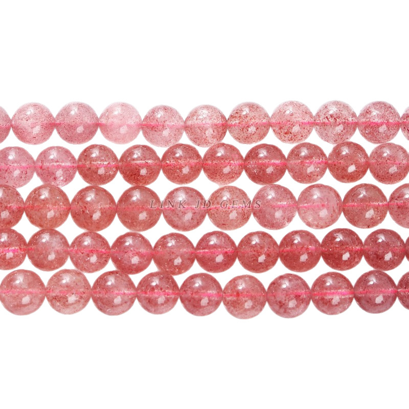 Prirodni jagoda kristalne perle – okrugle perle, poluproizvodi za DIY nakit, crvene jagodice kuglice, 8 mm