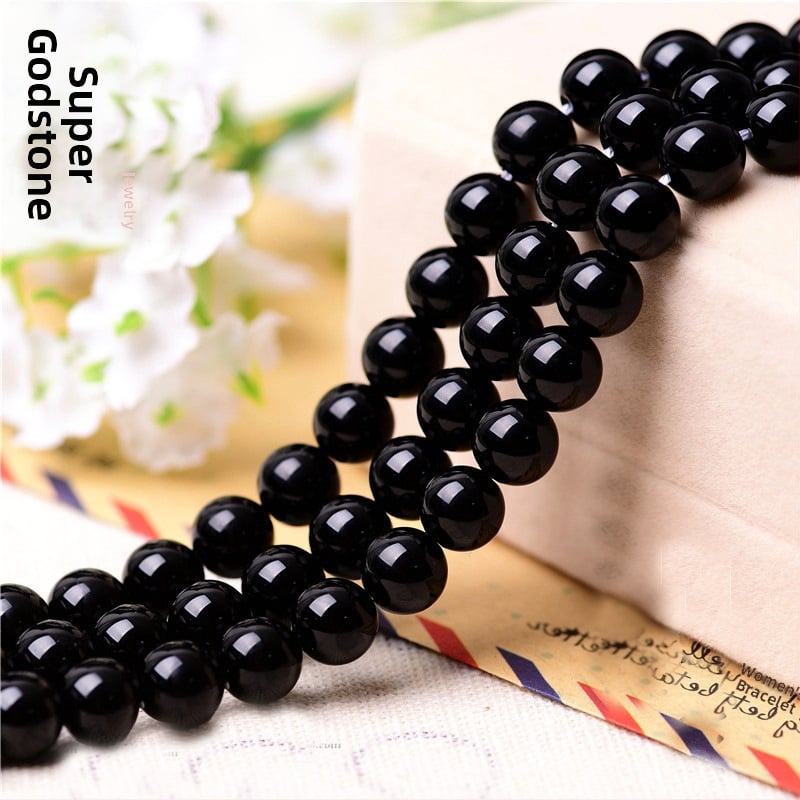 Prirodne obsidijanske okrugle perle, 6 mm, slobodne perle za DIY nakit, crni obsidijan, poluproizvod