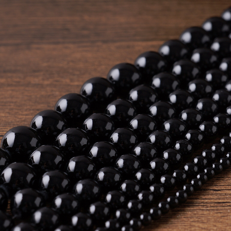 Prirodne obsidijanske okrugle perle, 6 mm, slobodne perle za DIY nakit, crni obsidijan, poluproizvod