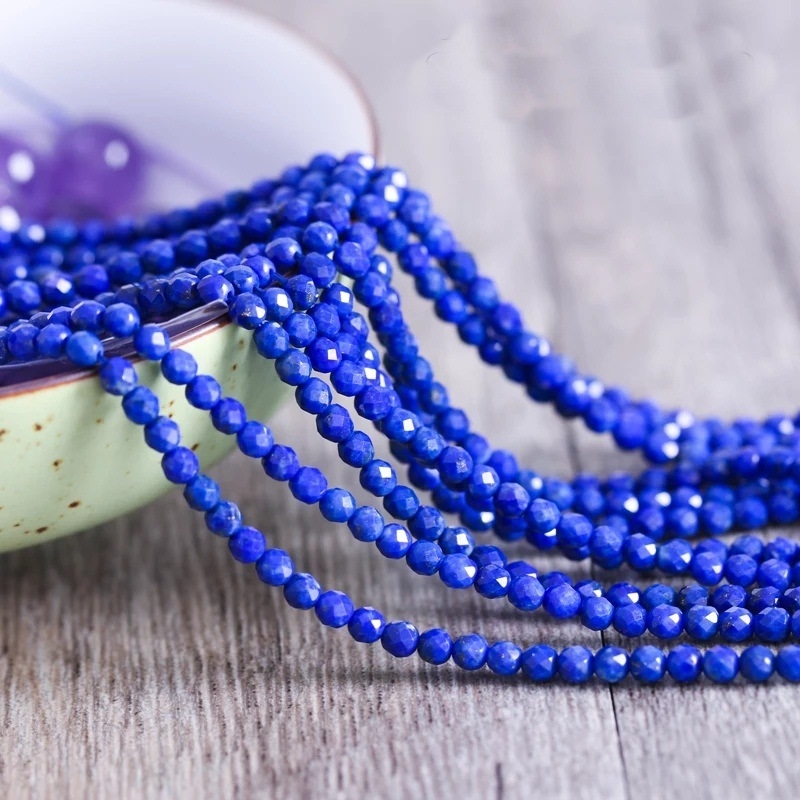 Labave perle od lazurita – ručno rezane okrugle Buddha perle za DIY nakit, polirane, proljeće 2023