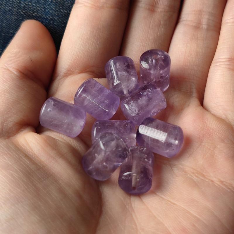 Χάντρες βαρελάκι από αμέθιστο για DIY Κοσμήματα — Χάντρες από αμέθιστο κρύσταλλο, Συσκευασία χύδην, Κατάλληλες για βραχιόλια και κολιέ, Μάρκα: Late Summer Girl