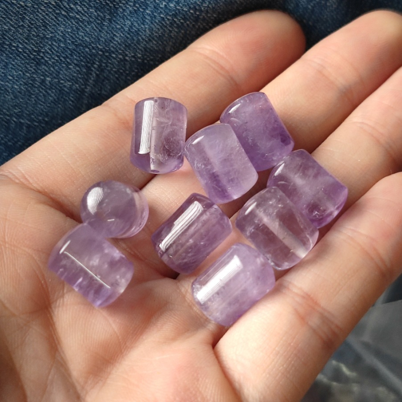 Χάντρες βαρελάκι από αμέθιστο για DIY Κοσμήματα — Χάντρες από αμέθιστο κρύσταλλο, Συσκευασία χύδην, Κατάλληλες για βραχιόλια και κολιέ, Μάρκα: Late Summer Girl