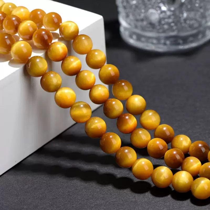 Prirodne zlatno tigrovo oko perle – slobodne perle, okrugle tigrovo oko perle, poluproizvodi za DIY Buddha nakit