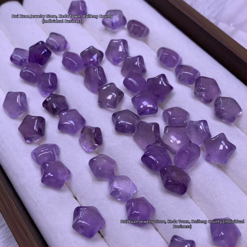 Žvaigždžių formos ametisto karoliukai, DIY laisvieji karoliukai, masinė pakuotė, 2025 ruduo