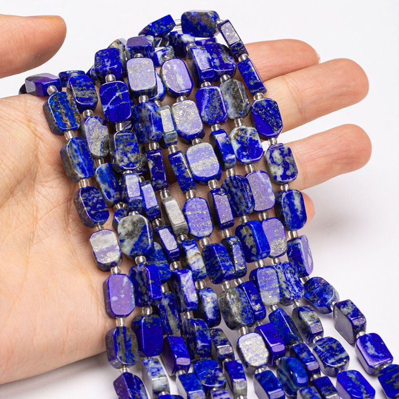 Prirodni Lapis Lazuli perle – pravokutnog oblika, labave perle za DIY nakit, elektroplatiranje završna obrada