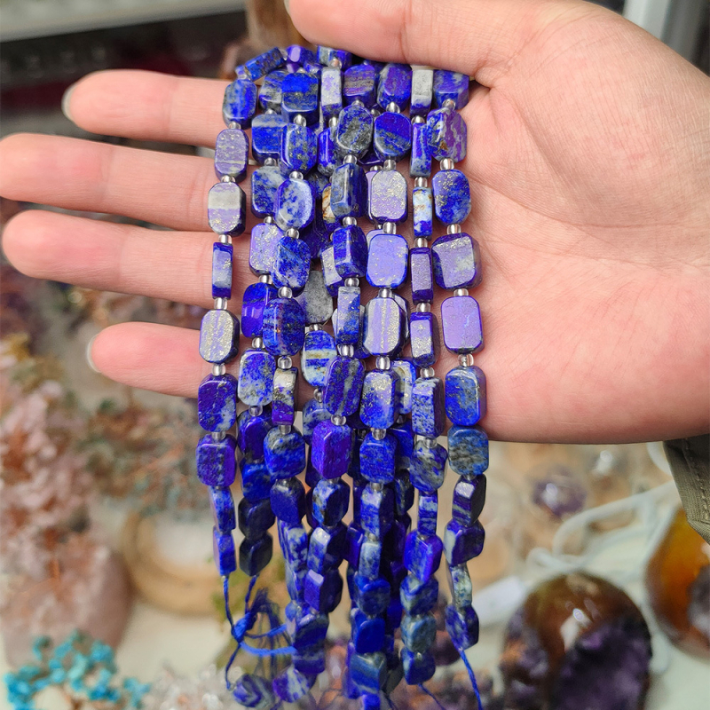 Prirodni Lapis Lazuli perle – pravokutnog oblika, labave perle za DIY nakit, elektroplatiranje završna obrada