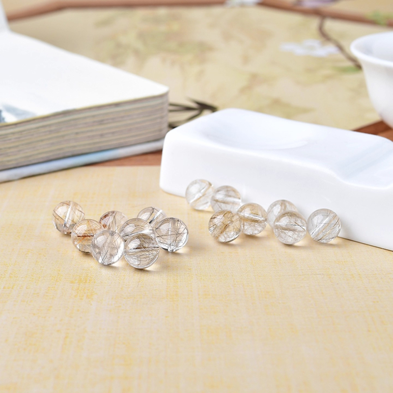 Kristalne perle za narukvicu — prirodni srebrni vlasi kristal, polirani, visokokvalitetne okrugle perle, DIY materijal za slaganje; podrijetlo Lianyungang; brand Lianyungang kankan