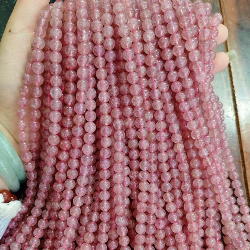 Pribor: Strawberry crystal rasute perle, uzorak prirodnog kristala, tehnologija bušenja, okrugle perle, lagani luksuzni stil