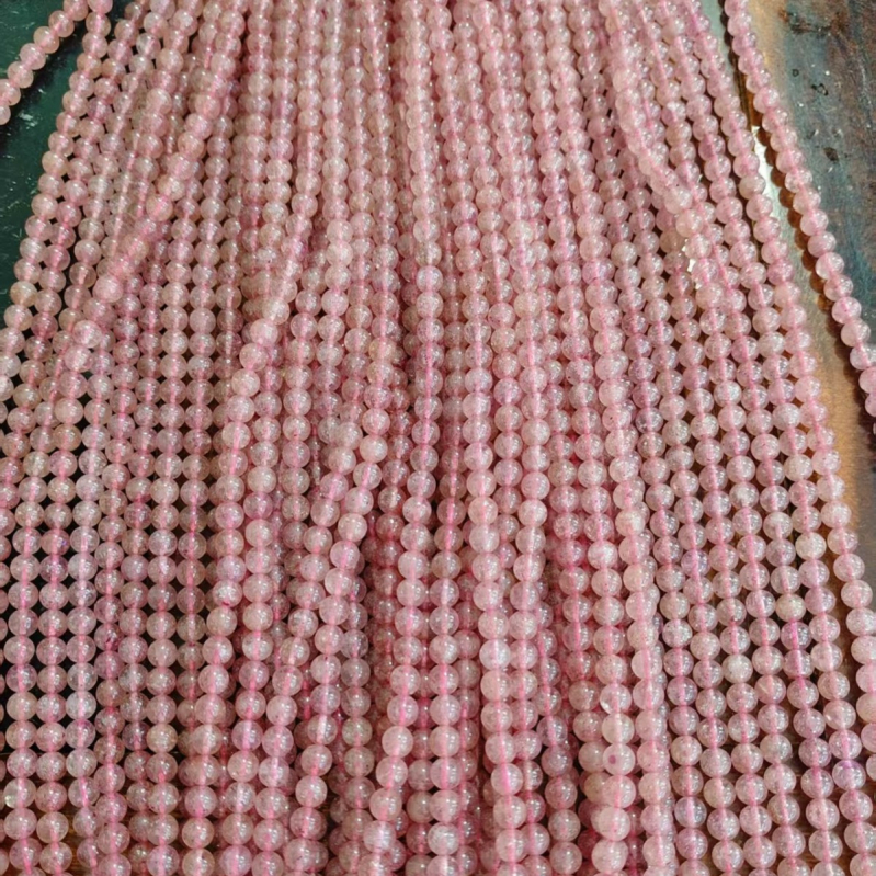 Pribor: Strawberry crystal rasute perle, uzorak prirodnog kristala, tehnologija bušenja, okrugle perle, lagani luksuzni stil