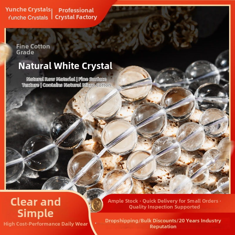 Balto krištolo karoliukai | DIY stilius, prekinis ženklas Cloud Clear Crystal, virvė, didmeninė pakuotė