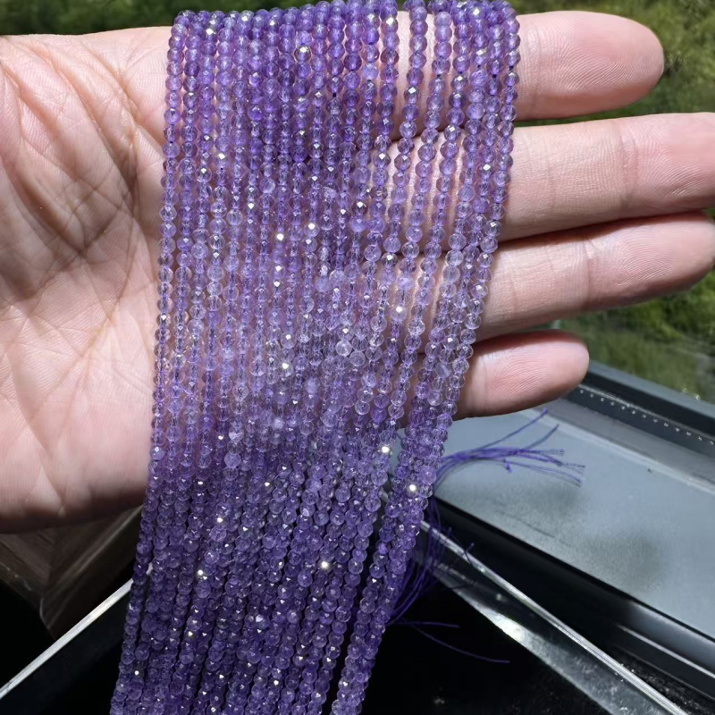 Mărgele de ametist fasetate - fațete rotunde, tăiere-șlefuire-lustrui­re, Shantou, Primăvara 2025