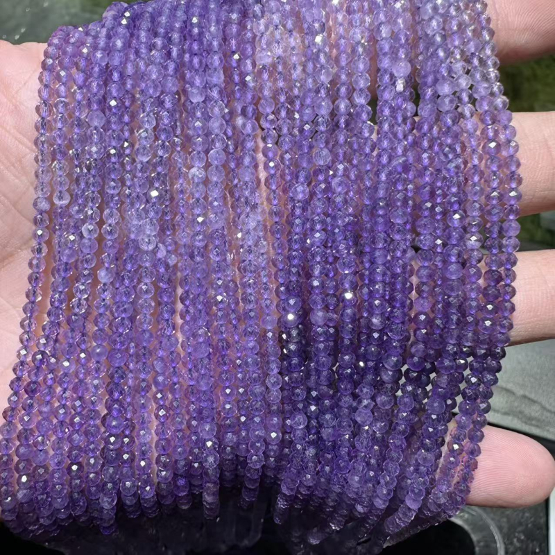 Mărgele de ametist fasetate - fațete rotunde, tăiere-șlefuire-lustrui­re, Shantou, Primăvara 2025