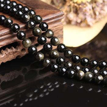 Perle libere, Obsidian auriu, șlefuire și lustruire, stil vintage, serie mărgele semi-finite