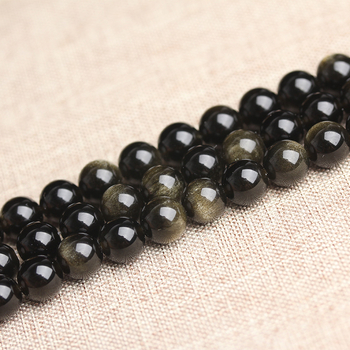 Perle libere, Obsidian auriu, șlefuire și lustruire, stil vintage, serie mărgele semi-finite