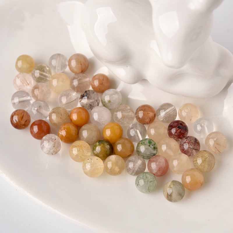 Természetes kristálygyöngyök, polírozott felület, Lianyungang doudou márka, divatos kerek gyöngyök, 2025 tavasz