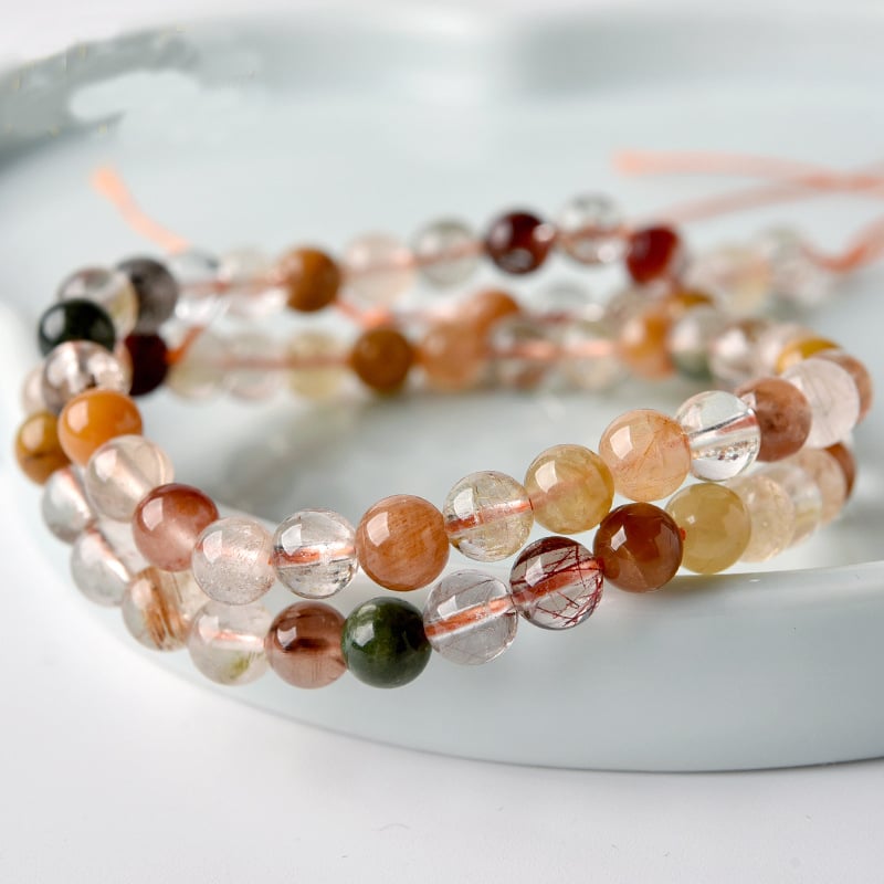 Természetes kristálygyöngyök, polírozott felület, Lianyungang doudou márka, divatos kerek gyöngyök, 2025 tavasz