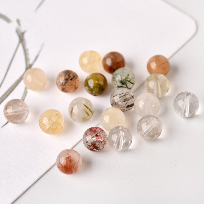 Természetes kristálygyöngyök, polírozott felület, Lianyungang doudou márka, divatos kerek gyöngyök, 2025 tavasz