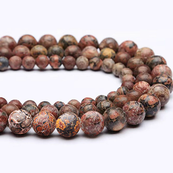 Mărgele libere – pietre din cristal natural semiprețioase, model leopard skin, mărgele rotunde, model totem, finisaj cu ulei, cod A144