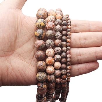 Mărgele libere – pietre din cristal natural semiprețioase, model leopard skin, mărgele rotunde, model totem, finisaj cu ulei, cod A144