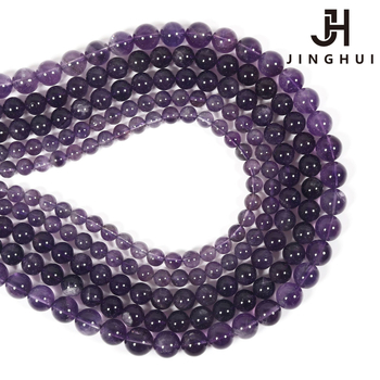 Jinghui DIY Ametist Kristalne Perle — Prirodni Kristal, Ručno Pletene Okrugle Perle, Duljina 6–10 m, Polu završeni nakit