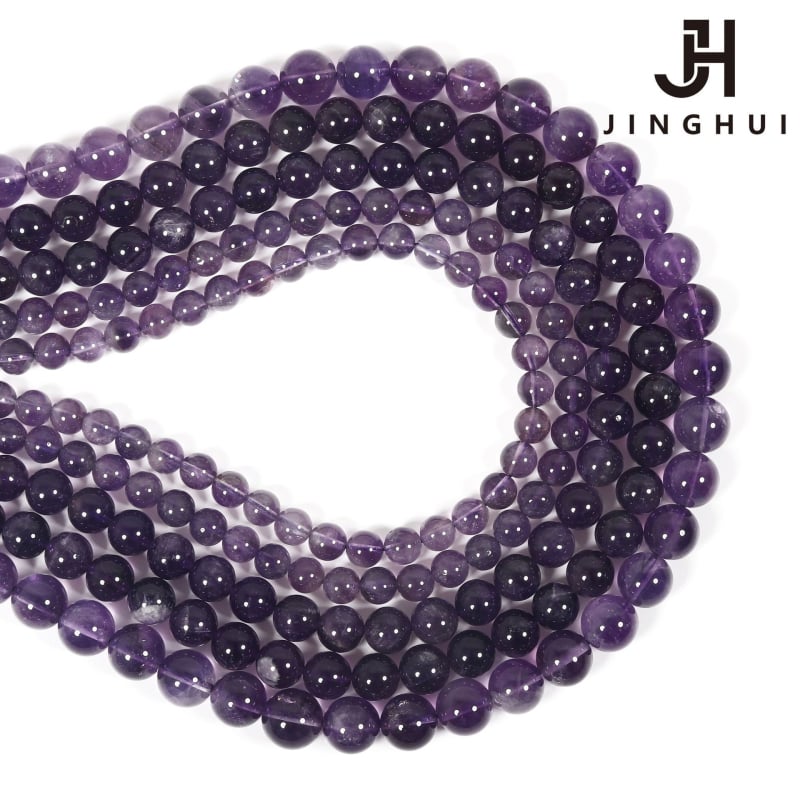 Jinghui DIY Ametist Kristalne Perle — Prirodni Kristal, Ručno Pletene Okrugle Perle, Duljina 6–10 m, Polu završeni nakit