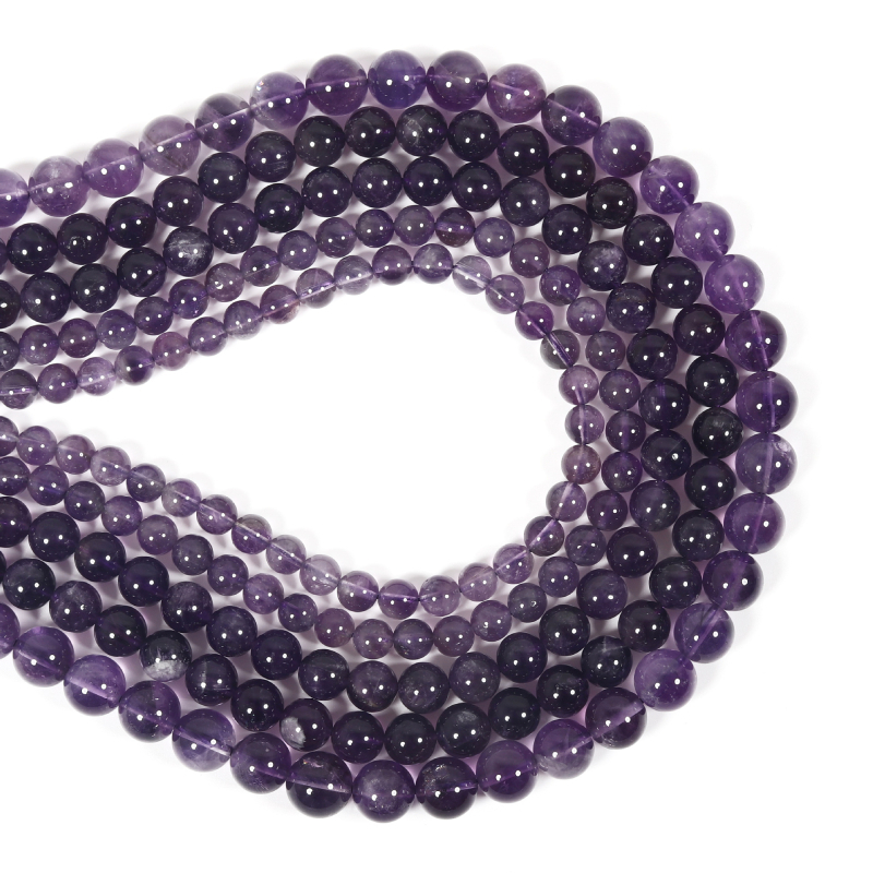 Jinghui DIY Ametist Kristalne Perle — Prirodni Kristal, Ručno Pletene Okrugle Perle, Duljina 6–10 m, Polu završeni nakit