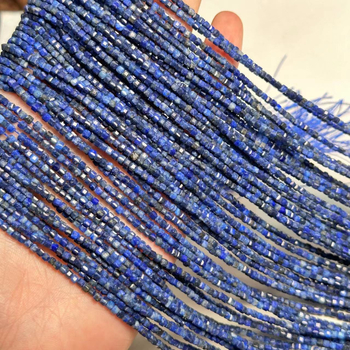 Mărgele DIY din Lapis Lazuli, tăiate pătrățos – lucioase, modele variate, stil modern